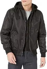 [GUESS] Men's Hooded Bomber Jacket