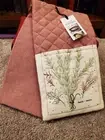 New Soft Demdaco Double Oven Mitt Herb Ivore Cotton Thick Doubles as a Trivet