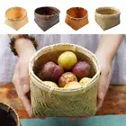 Round Weaving Basket Yellow Brown Flower Basket For Home Decoration