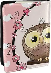[JEJEA] Cute Owls Print Travel Organizer Credit Cards Case Passport BookPassport Holder Cover Wallet forTraveling,, Black, One Size