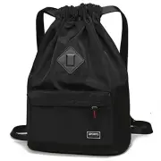 Waterproof Drawstring Sport Bag Lightweight Sackpack Backpack for Men Black