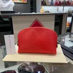 LV LOUIS VUITTON 紅色EPI水波紋牛皮銀釦化妝包 (B5603) 未使用新品