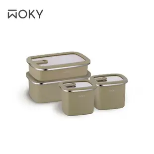 【WOKY 沃廚】 可微波不鏽鋼保鮮盒4件組(1100ml+700ml+600mlx2)