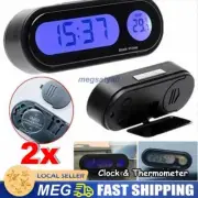 2x Mini 2 in 1 LED Digital Car Clock Thermometer Temperature Auto LCD Backlight