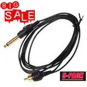 5pcs 6 ft (1.8 m) Silicone RCA Clip Cord for Tattoo Machine Power supply Black
