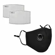 2 Pack Reusable Washable Cloth Face Mask w/ Air Port + 4 x PM2.5 Carbon Filters