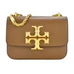 TORY BURCH ELEANOR 雙T金屬LOGO牛皮鏈帶包-棕