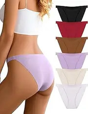 [Dawnrole] Women's Seamless Underwear String High Cut Low Rise Bikini Panties Ladies Stretch No Show Cheeky Sexy Panties 6 Pack