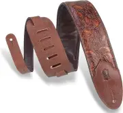 Levy's Leathers Sundance 3" wide Embossed Leather Guitar Strap; Geramium Whiskey