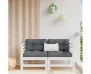 White Solid Wood Pine Corner Sofa Set with Cushions Garden Patio Furniture