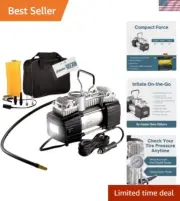 12V Portable Air Compressor Tire Inflator 150 PSI Double Cylinder with LED