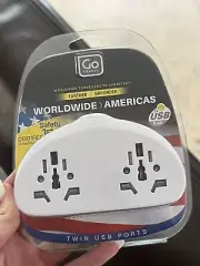 Go Travel World to USA Duo Adapter+USB, Adapter for Small Electrical Devices