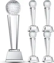 Meooeck 4 Pcs Crystal Glass Golf Trophy with Gift Box 9.1 x 2.8 Inches Champion Award Austerity Paperweight for Desktop Large Table Decor for Tournaments Sports Competitions Parties Adults Kids