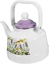 CHICAMPERA Vintage Enamel Tea Kettle Stylish Water Boiling Pot Kitchen Decorative Teapot Easy Clean Health Safe Design Elegant Retro Look for Stovetop Use