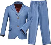 [Pyiuhs] Boys Suit 3 Piece Slim Fit Set Stripe Plaid Formal Boy Suits Prom Tux Outfit Teen Kid Dress Jacket Blazer Vest Pant with Tie