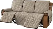 MeilleMaison Recliner Sofa Slipcover Couch Covers for 3 Cushion Couch, Non Slip Reclining Sofa Cover with Elastic Straps, Pets (3 Seater, Khaki/Beige) (MMCLKR03C4), 22" D x 92" W x 51" H
