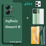 (4IN1) 適用於 INFINIX SMART 8 手機殼和透明鋼化玻璃 INFINIX SMART 7 SMART