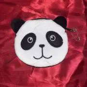 NEW ADORABLE PANDA BEAR NO BOW COIN PURSE POUCH ZIP KEYCHAIN EMBROIDERY NIP