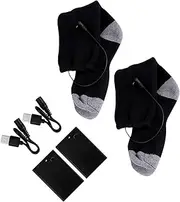[Minkissy] 1set Usb Rechargeable Heating Socks for Soft and Breathable Thermal Foot Warmers Includes Battery Boxes and Usb Cables for Outdoor Activities and Cozy Indoor Use