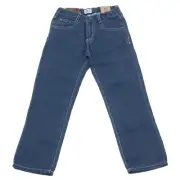 9813U pantalone bimbo ARMANI JUNIOR blu cotone lino pant cotton linen kid