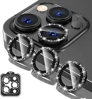 Titanium Tempered Glass Camera Lens Protector Cover For iPhone 16 Pro Max 6 Plus 13 12 16plus 15Pro 14Pro Phone Accessories (Glitter Black,For iPhone 16Pro Max)