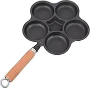MAGICLULU 1pc Five Hole Non Stick Omelette Pan Cast Cooking Pot with Hot Handle for Easy Pancakes and Eggs Ergonomic Design for Convenient Breakfast Cooking
