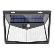 208 Led Outdoor Human Motion Sensing Lamp 1400Lm Solar Powered Wall Light 3 Modes Black Landscape & Walkway Lights