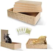HPAWHOMEPART Cat Cardboard Scratcher, M-Sized Cat Scratch Pad for Indoor Cats, 4 PCS Cat Scratching Board with Box Reversible Cat Scratcher Suitable for Medium and Small Cats to Rest and Scratch