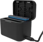 Dual Battery Charger for Insta360 X4 Action Camera Battery, Fast Charger Hub Case Charging Storage Station with Misro SD Card Slots and USB Type C Cable for Insta 360 X4