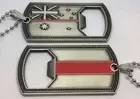 Thin Red Line, Dog Tag #2, Bottle Opener, Australian Flag, Fire, 1 X Tag Only.