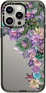 CASETiFY Impact Case for iPhone 15 Pro Max [4X Military Grade Drop Tested / 8.2ft Drop Protection] - Flower Prints - My Succulent Garden - Clear Black