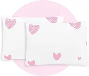 Ruili Toddler Pillowcase 13x18 Kids Pillowcase, Soft Breathable Pillow Protector Machine Washable Envelope Closure, 2 Pack Waterproof Travel Pillowcases for Girls Boys(Pink Heart)