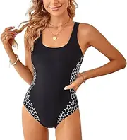 [YNIQUE] Women's One Piece Swimsuit Sports Training Swimming Costume Athletic Racerback Swimwear Square Neck Bating Suits
