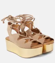 [See By Chloe] See By Chloé Liana 70 suede platform sandals AU 10 beige