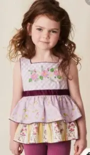 Matilda Jane Girls Prudence Gingham tunic top Size 8 NWT