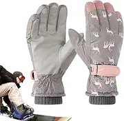 [Generic] Windproof Gloves | Waterproof Snowboard Ski Winter Mittens | Touchscreen Elk Pattern Warm Winter Gloves, Anti Slip Cold Weather Ski Gloves for Winter Skiing Snowboarding