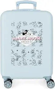 Joumma Disney Minnie American Darling Cabin Suitcase Blue 38 x 55 x 20 cm Hard ABS Combination Lock Side 35L 2 kg 4 Wheels Double Luggage Hand Luggage, Blue, Cabin Suitcase, Blue, Cabin Suitcase