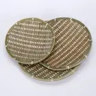 Round Bamboo Woven Basket Wicker Home Organizer Handwoven Storage Tray Kitchen