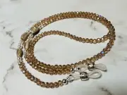 PEARLS, CRYSTALS & SHELLS 27” Rondelle Cushion Crystal Beaded Eyeglass Chain USA