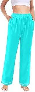 [ODAWA] Women's Pajama Pants Cute Blue Pajama Bottoms with Pockets Soft Pajama Pants for Women Small, Cyan Aqua, XX-Large