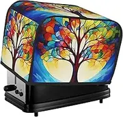 Colorful Tree of Life Toaster Cover 2 Slice Bread Machine Covers Waterproof Universal Size Kitchen Small Appliance Cover with Hang Loop, Dust and Fingerprint Protection