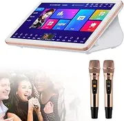 18.5 inch Touch Screen Karaoke Machine, Touch Screen Karaoke KTV Player with Wireless Microphone, AI Smart Voice Control and Support Multiple Languages,2TB-White