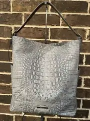 NWT $415 Brahmin Parin Fairest Grey Tetra Shoulder Bag Leather gray