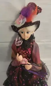 Halloween Elf Shelf Sitter Doll Mantel Decor Sequin 28” Nicole Miller Iridescent