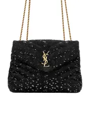 Saint Laurent Loulou Small Chain Bag in Quilted 'Y' Leather Satin and Sequins