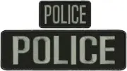 POLICE embroidery patches 3x10 and 2x4" hook letters gray