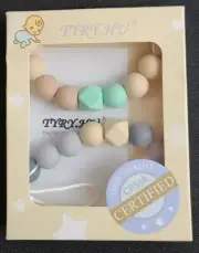 Pacifier Clip, TYRY.HU Silicone Teething Beads Binky Holder Soothie Teether for