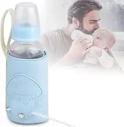 USB Baby Bottle Warmer Bag,Portable Infant Feeding Bottle Warmer,Travel Mug Milk Heater,Insulation Thermostat Feeding Milk Food Thermal Warmer Bag with USB Charging Port for Baby Care,Blue