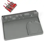DflowerK Silicone Spoon Rest Utensil Rest with Drip Pad 5 Slotted & 1 Spoon Holder for Kitchen Counter Stove Top Heat Resistant Large 10.3" X 8" (Gray)