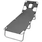 vidaXL Foldable Sunlounger with Head Cushion Adjustable Backrest Grey